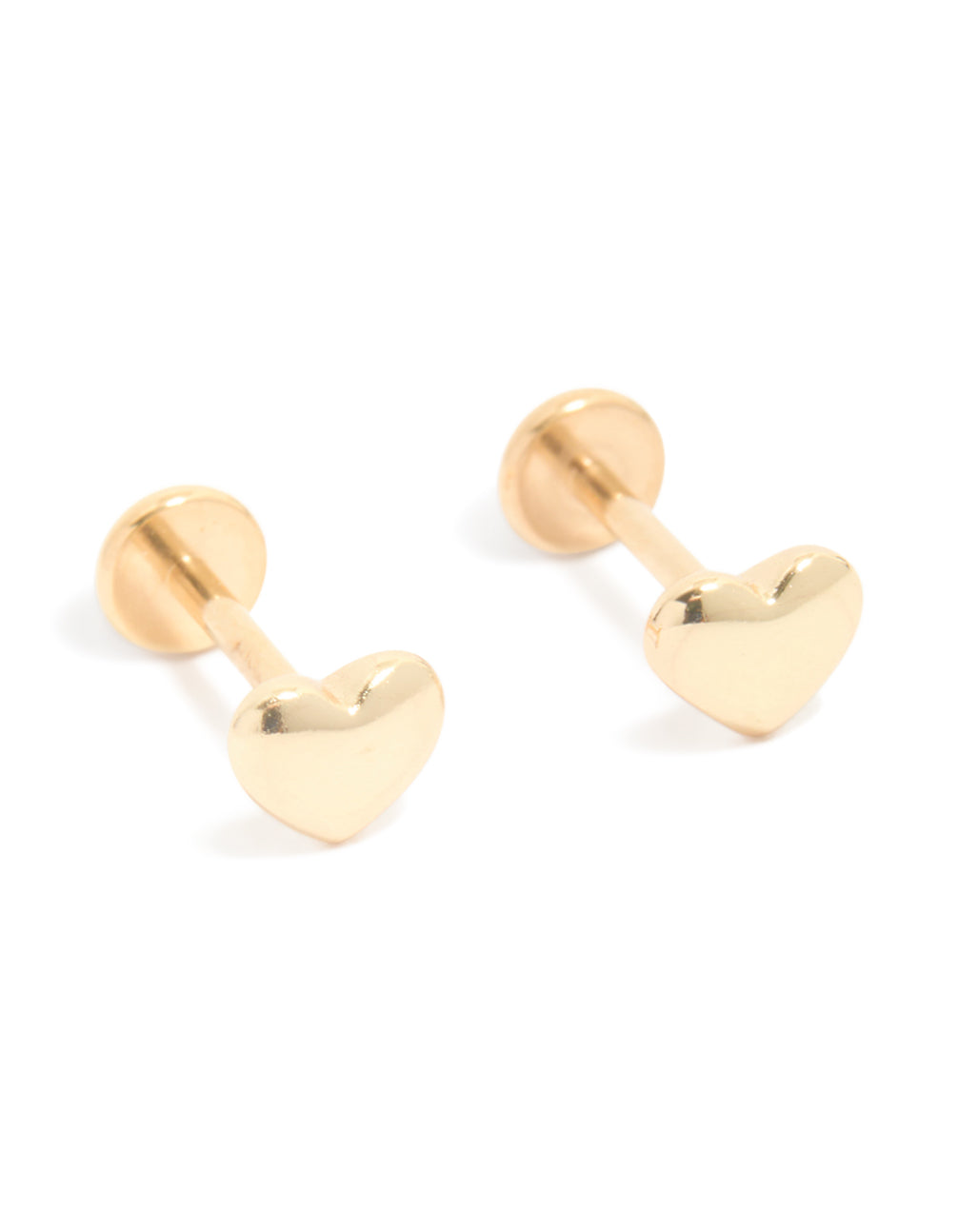 Gold Plated Titanium Heart Flat Back Studs