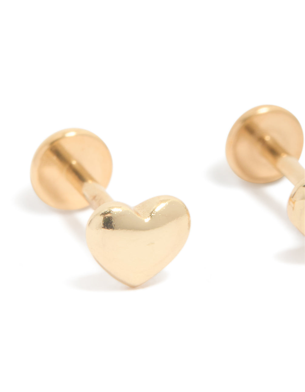 Gold Plated Titanium Heart Flat Back Studs
