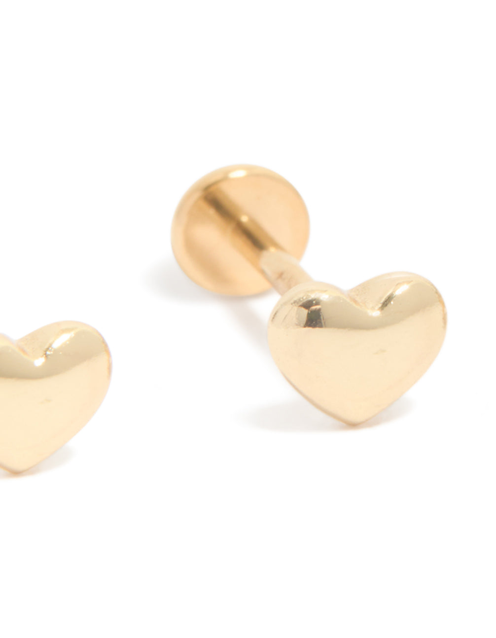 Gold Plated Titanium Heart Flat Back Studs