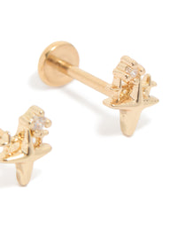 Gold Plated Titanium Cubic Zirconia Celestial Flat Back Studs - link has visual effect only