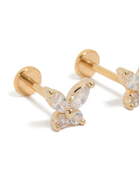 Gold Plated Titanium Cubic Zirconia Butterfly Flat Back Studs - link has visual effect only