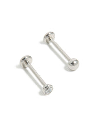 Titanium Bezel Cubic Zirconia  Threadless Flat Back Nose Studs - link has visual effect only
