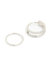 Surgical Steel Cubic Zirconia Hinged & Simple Nose Rings 2-Pack - link has visual effect only