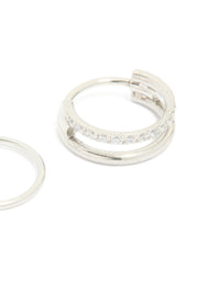 Surgical Steel Cubic Zirconia Hinged & Simple Nose Rings 2-Pack - link has visual effect only