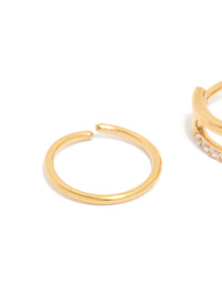 Gold Plated Surgical Steel Cubic Zirconia & Simple  Nose Rings 2-Pack - link has visual effect only