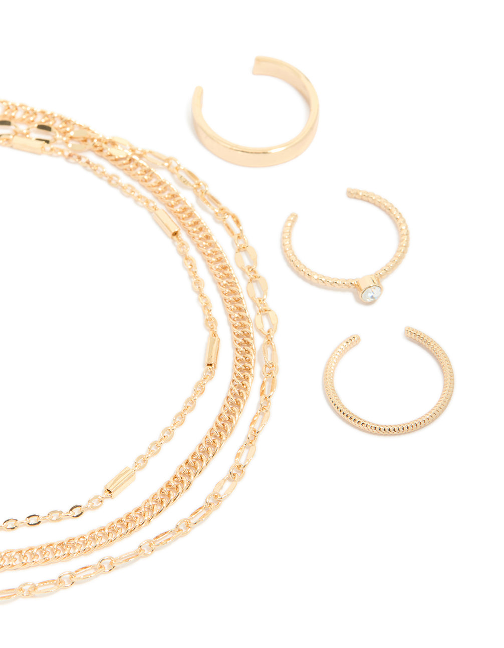 Gold Dumbbell Anklet & Toe Rings Set