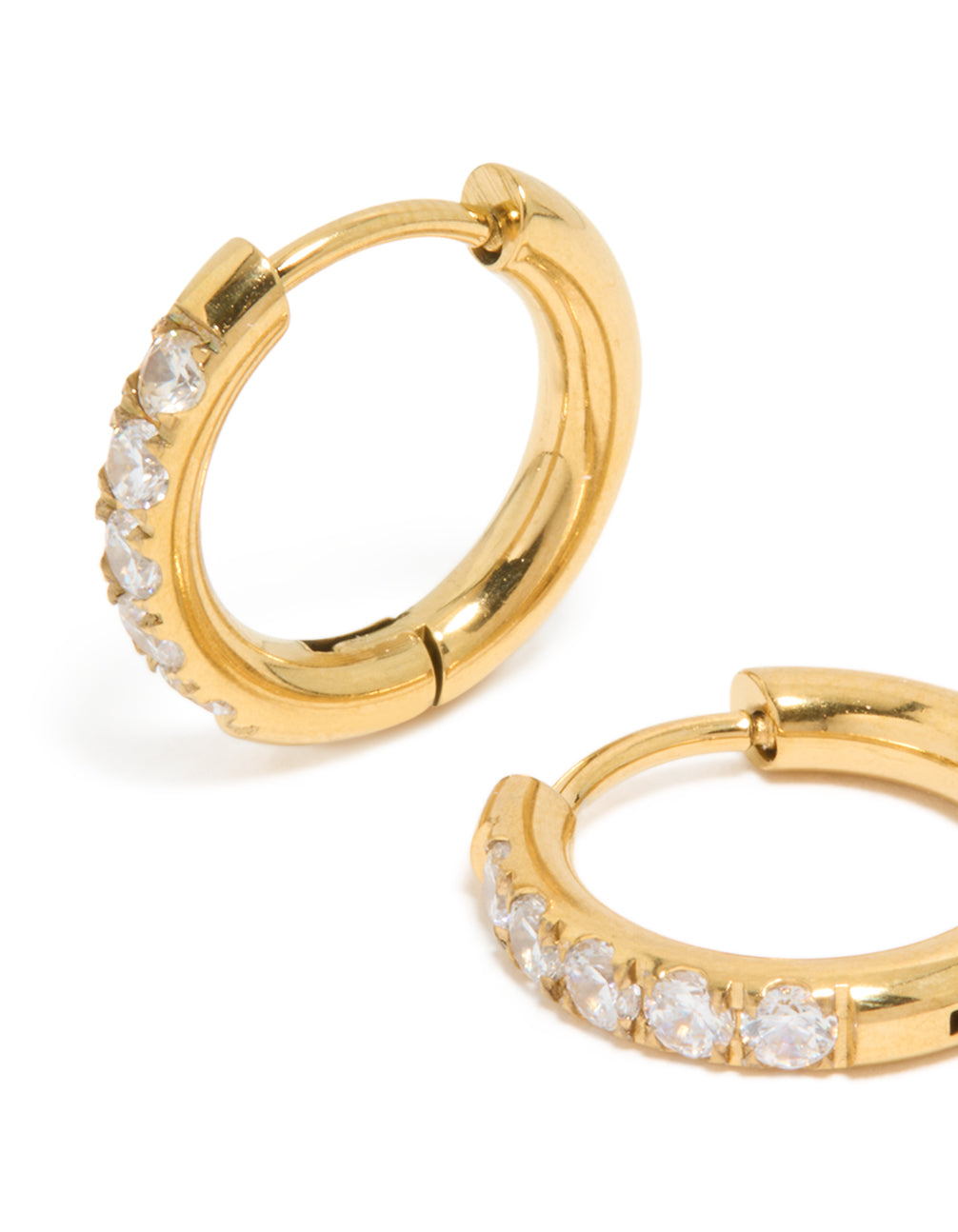 Gold Plated Surgical Steel Cubic Zirconia Inlay Sleeper Earrings