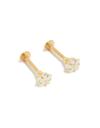 Gold Plated Surgical Steel  Cubic Zirconia Star Flat Back Studs - link has visual effect only
