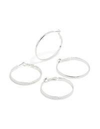 Silver Mixed Textured Hoop Earrings 2-Pack - link has visual effect only