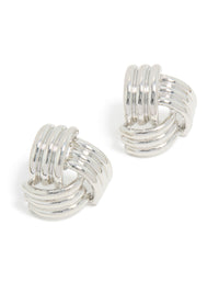 Silver Triple Quilted Stud Earrings - link has visual effect only