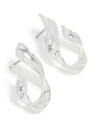 Silver Organic Flame Stud Earrings - link has visual effect only