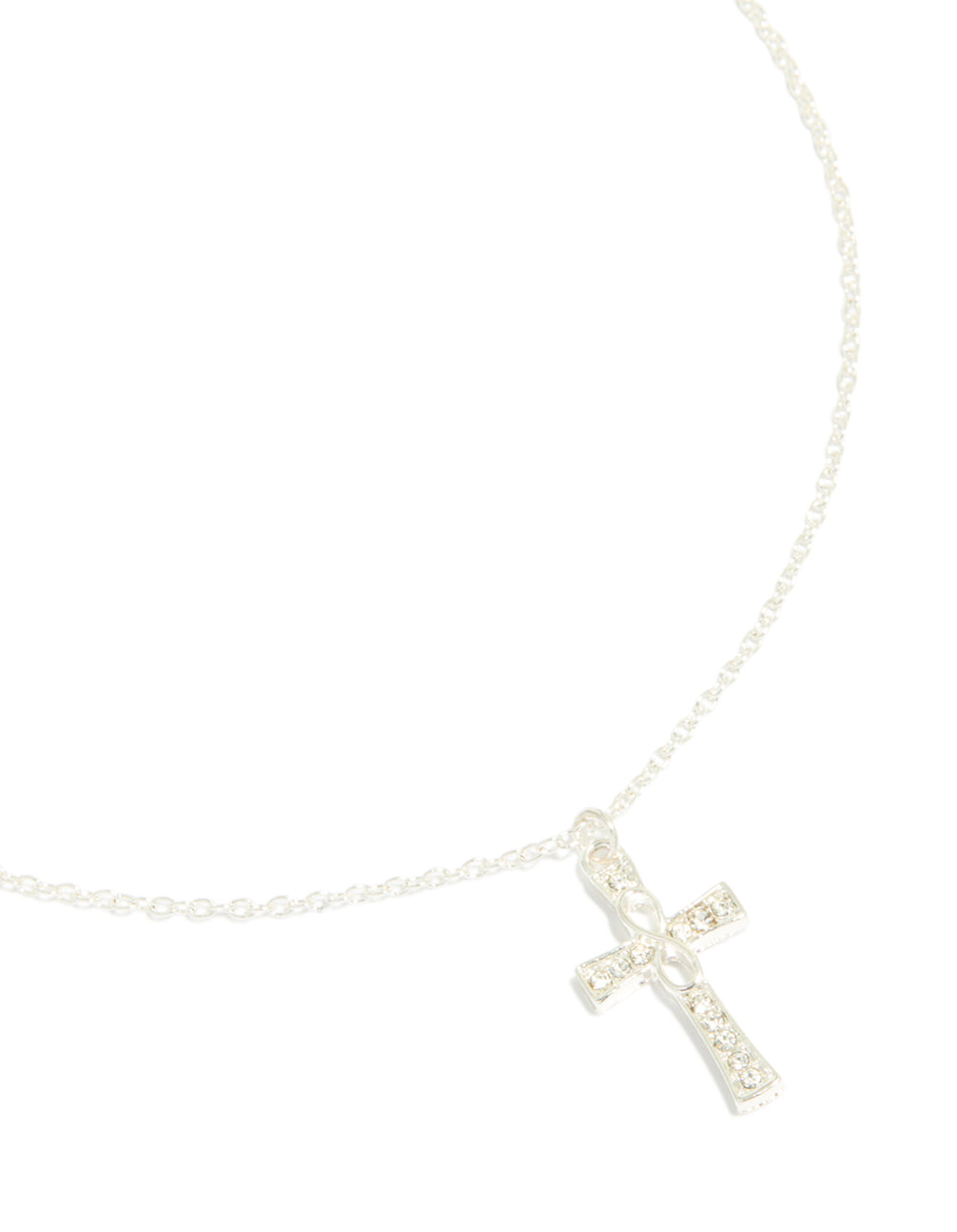 Silver Diamante Cross Necklace