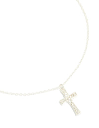 Silver Diamante Cross Necklace - link has visual effect only