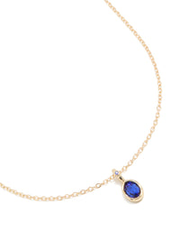 Gold Sapphire Diamante Round Pendant Necklace - link has visual effect only