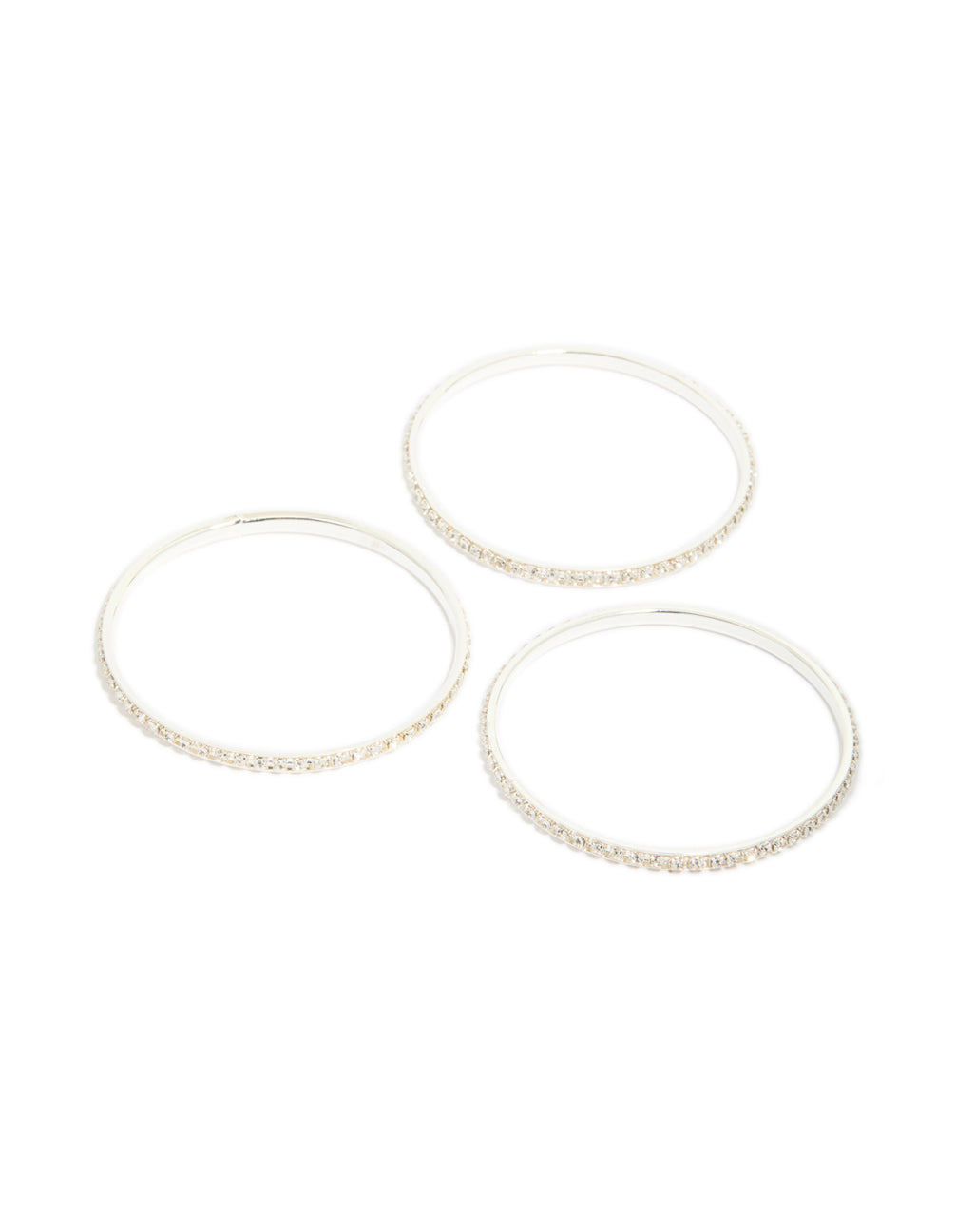 Silver Diamante Cup Chain Bangles 3-Pack