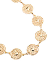 Featuring a gold filigree circle belt with embellished waisted statement detail view - link has visual effect only