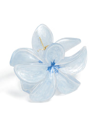 Light Blue Clear Edge Frangipani Flower Claw Clip - link has visual effect only