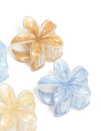 Light Brown & Blue Clear Edge Frangipani Claw Clips 4-Pack - link has visual effect only