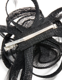 Black Sinamay Fabric  Swirl & Feather Hair Clip - link has visual effect only