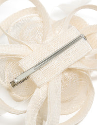 White Sinamay Fabric Feather Swirl Hair Clip - link has visual effect only