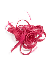 Maroon Sinamay Fabric Swirl & Feather Hair Clip - link has visual effect only
