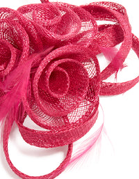 Maroon Sinamay Fabric Swirl & Feather Hair Clip - link has visual effect only