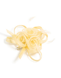 Yellow Sinamay Fabric  Swirl & Feather Hair Clip - link has visual effect only