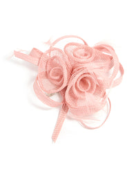 Pink Sinamay Fabric Swirl & Feather Hair Clip - link has visual effect only