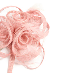 Pink Sinamay Fabric Swirl & Feather Hair Clip - link has visual effect only