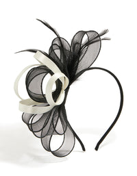 Black & Cream Feather Fascinator - link has visual effect only