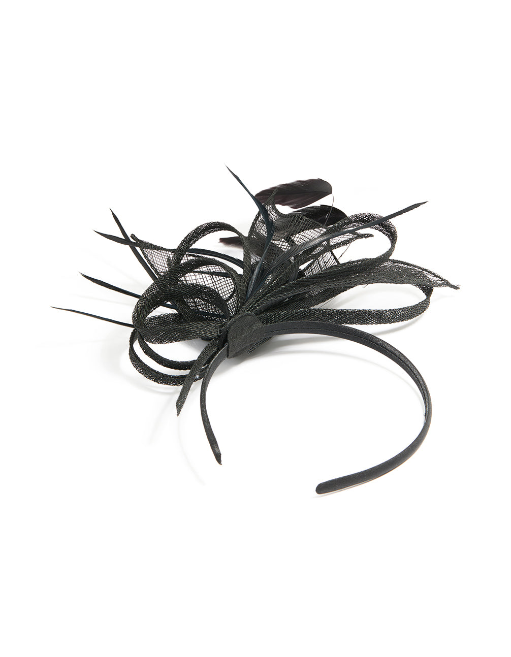 Black Sinamay Fabric Feather Mesh Fascinator