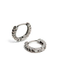 Mens Stainless Steel Chain Detail Huggie Earrings - link has visual effect only