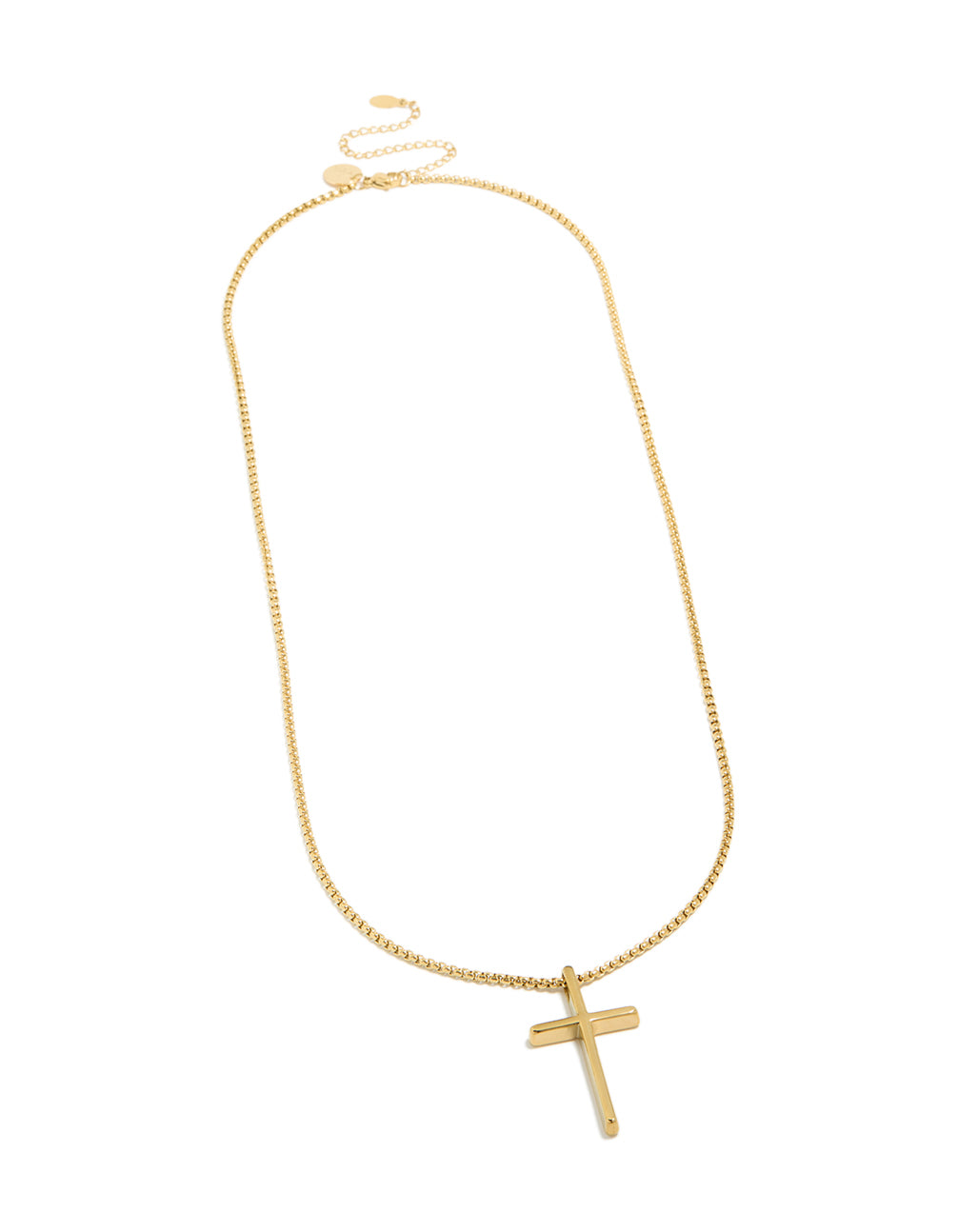 Mens Gold Plated Stainless Steel Cross Pendant Necklace
