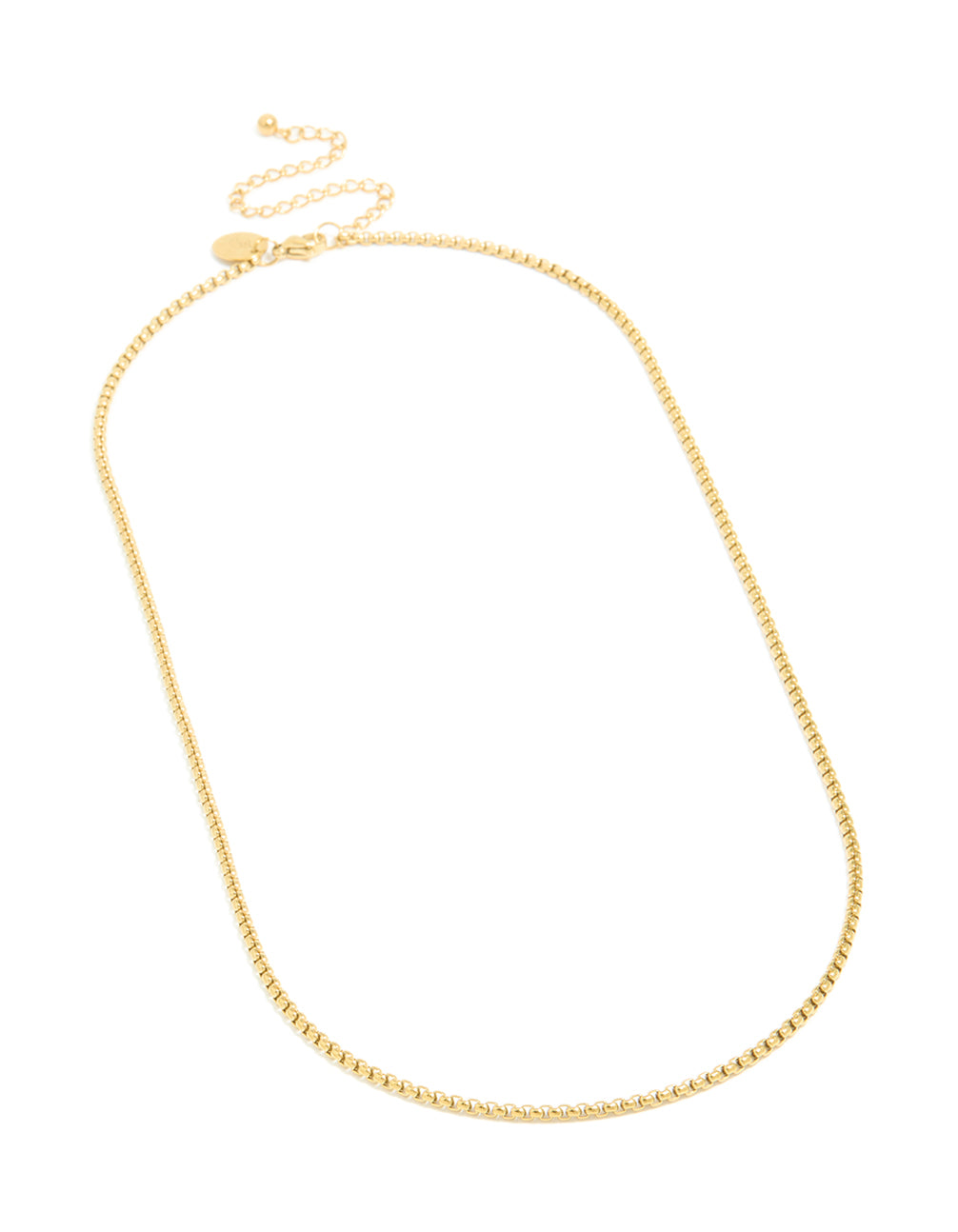 Mens Waterproof Gold Plated  Stainless Steel Mini Box Chain Necklace