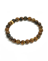 Mens Waterproof  Stainless Steel Tiger's Eye Beaded Bracelet - link has visual effect only
