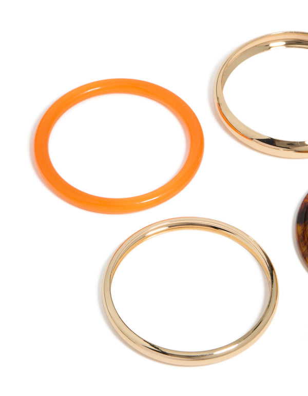 Gold & Brown Acrylic Bangles 4-Pack