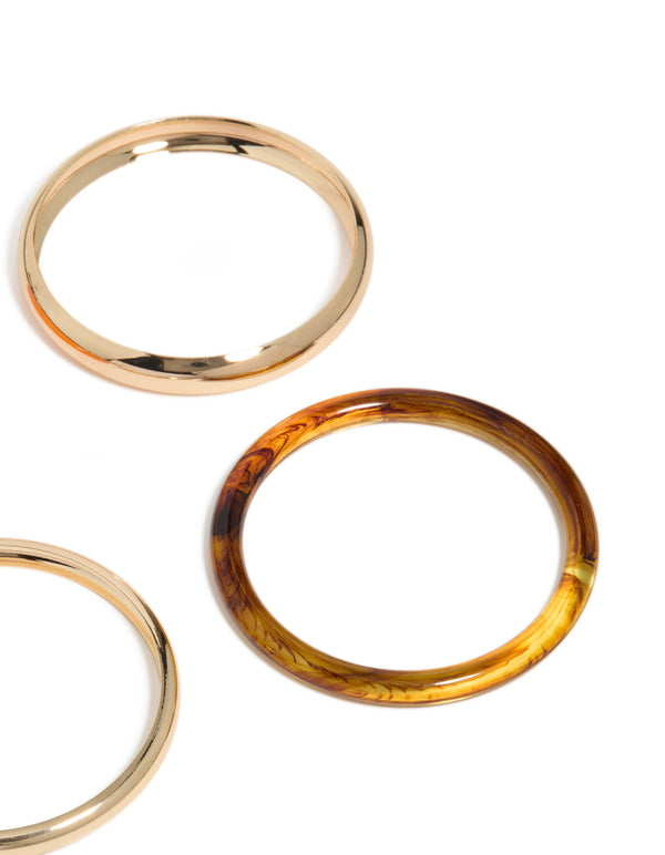 Gold & Brown Acrylic Bangles 4-Pack