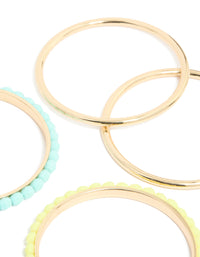 Gold Blue & Yellow Acrylic Beaded Bangles 6-Pack - link has visual effect only