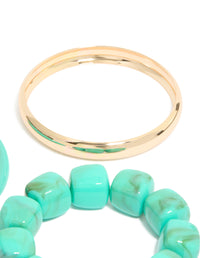 Gold & Turquoise Acrylic Bracelets 3-Pack - link has visual effect only