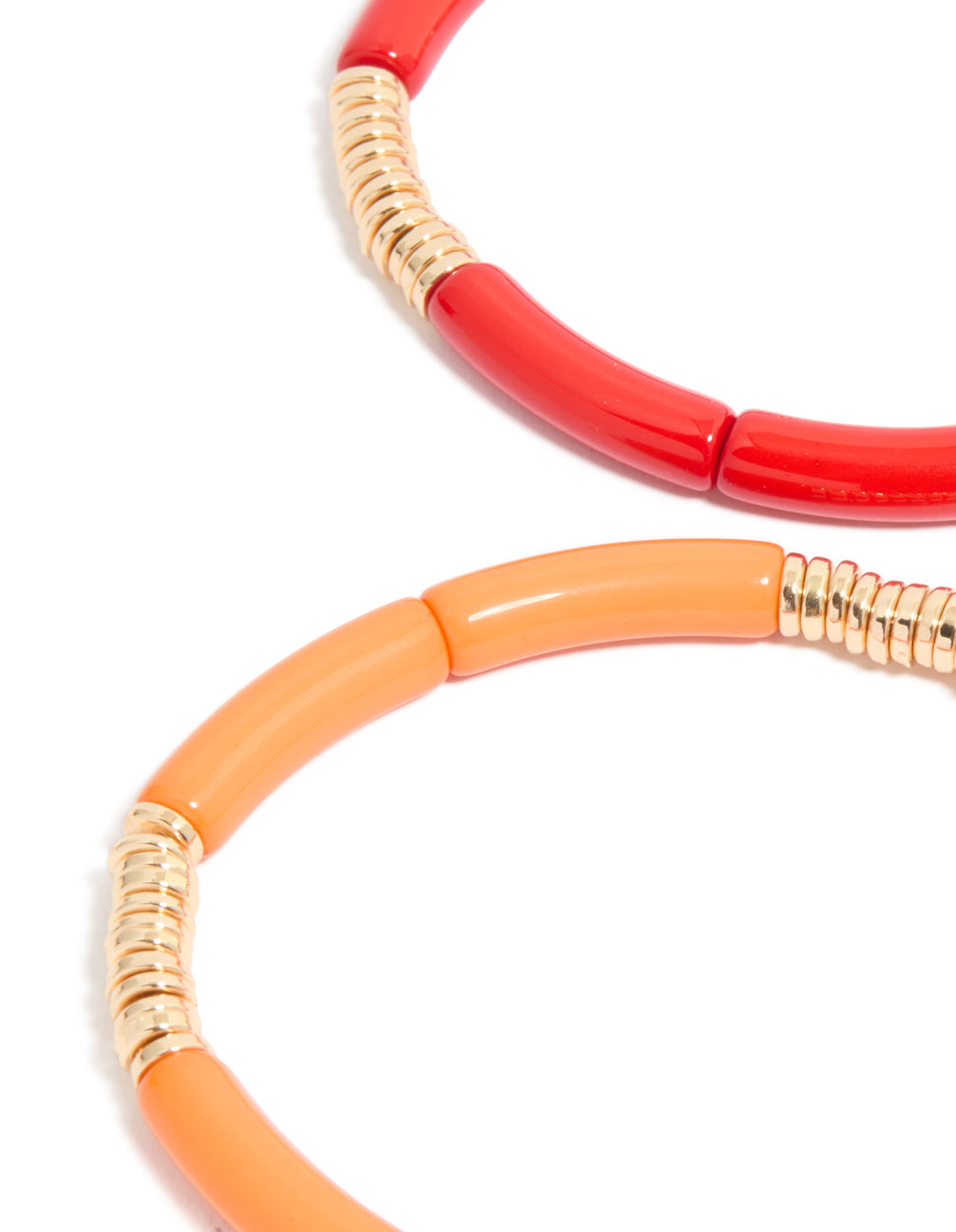 Multicoloured Acrylic With Gold Rings Bracelets 4-Pack