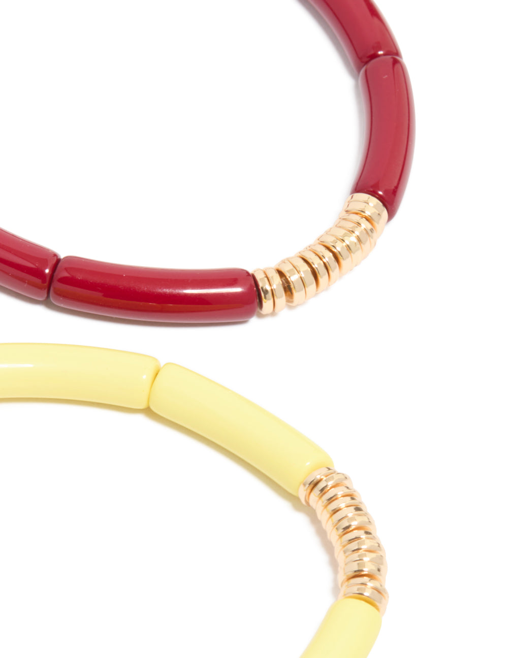 Multicoloured Acrylic With Gold Rings Bracelets 4-Pack
