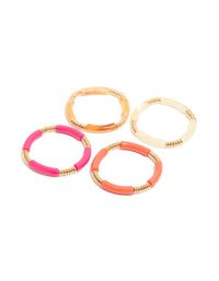 Brown & Pink Acrylic Stretch Bracelets 4-Pack - link has visual effect only