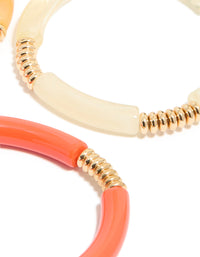 Brown & Pink Acrylic Stretch Bracelets 4-Pack - link has visual effect only