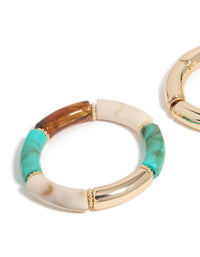 Gold With Rings & Acrylic  Stretch Bracelets 2-Pack - link has visual effect only