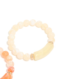 Pink & Cream Beaded Stretch Bracelets  2-Pack - link has visual effect only