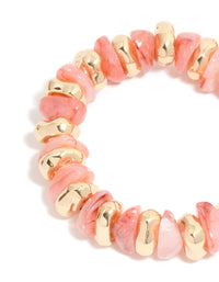 Gold & Pink Beaded Stretch Bracelets 2-Pack - link has visual effect only