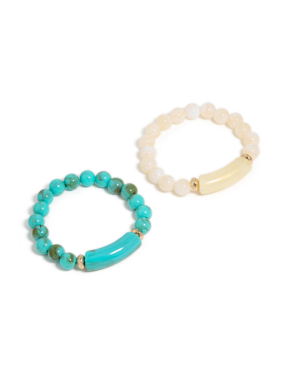 Turquoise & Neutral Beaded Stretch Bracelets 2-Pack
