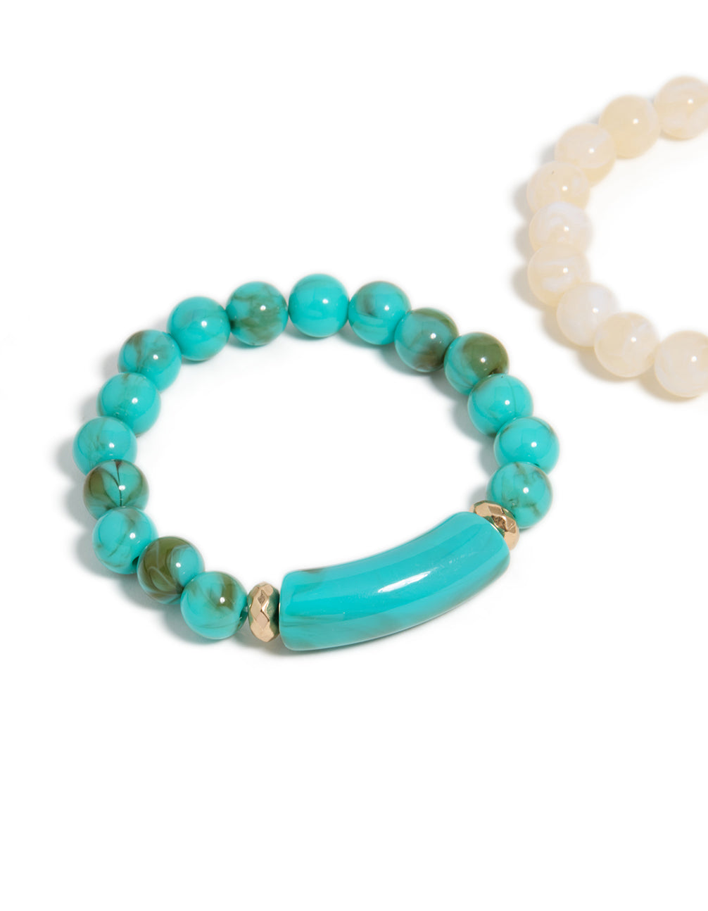Turquoise & Neutral Beaded Stretch Bracelets 2-Pack