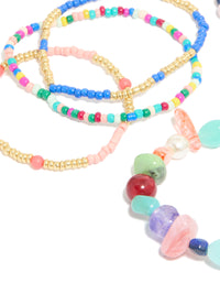 Multicoloured Irregular Beaded Stretch Bracelets 7-Pack - link has visual effect only