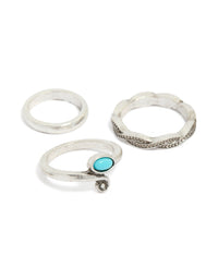 Highlighting antique silver and blue gem toe rings pack accents in turquoise and darkgrey shades side detail - link has visual effect only